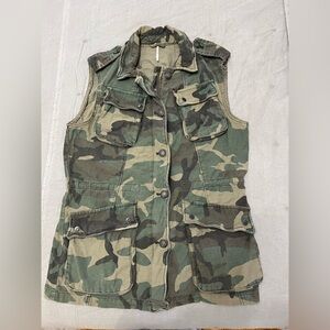 Free People Green Camouflage Vest